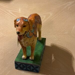 Jim Shore Orange and Blue Dog Sculpture